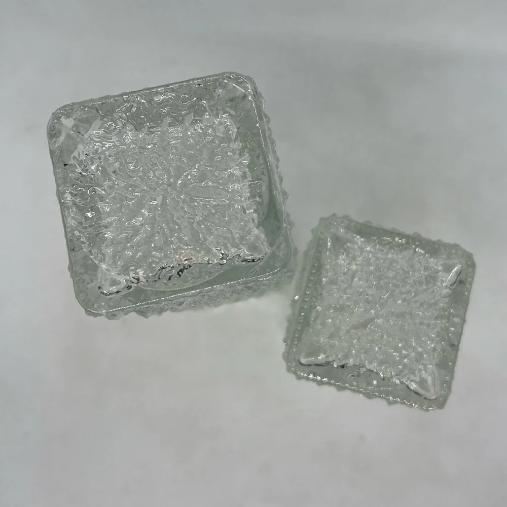 Oberglas Austria Textured Bark Glass Vases 1970's Ice Glass Small & Large